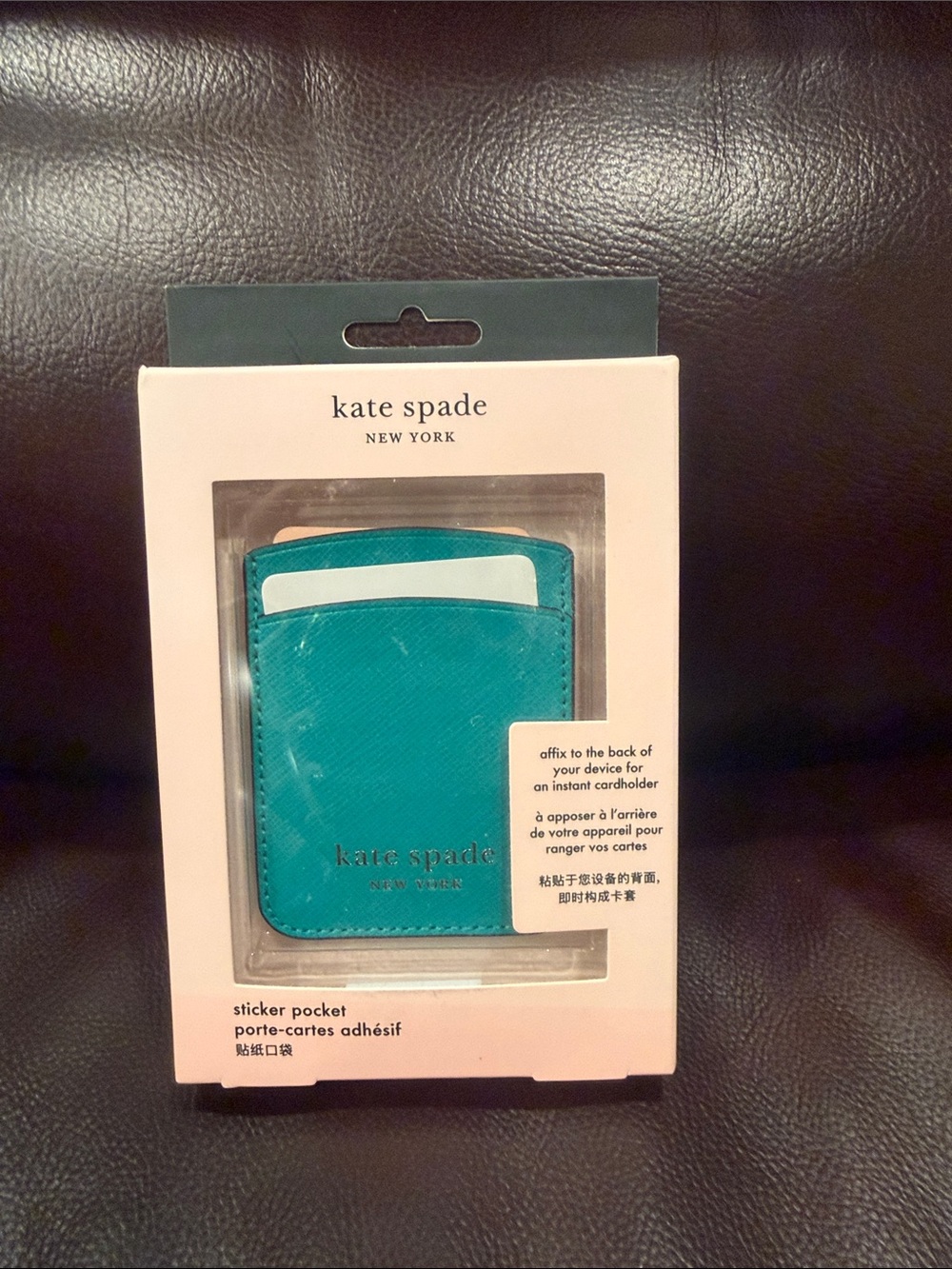 kate spade Teal Sticker Pocket Card Holder
